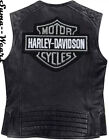 Harley Davidson Men's Genuine Leather Black Biker Vest Leather Jacket Moto Café