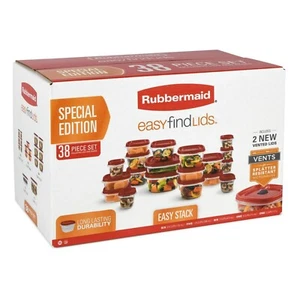 Rubbermaid Lebensmittel Aufbewahrung 38 Stück Set mit Belüftung Easy Find Deckel, Rot Sonderbearbeitung - Bild 1 von 5