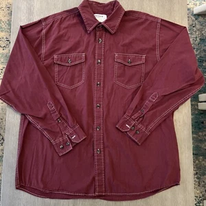 Wrangler Shirt Men XL Maroon Button Up Jean Western Cowboy Rodeo Work Wear - Picture 1 of 10