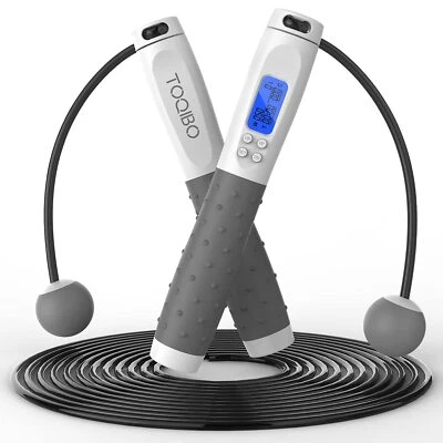 Springseil mit digital Zähler Profi Kugellager & Anti-Rutsch Griffe Verstellb... - Bild 1 von 4