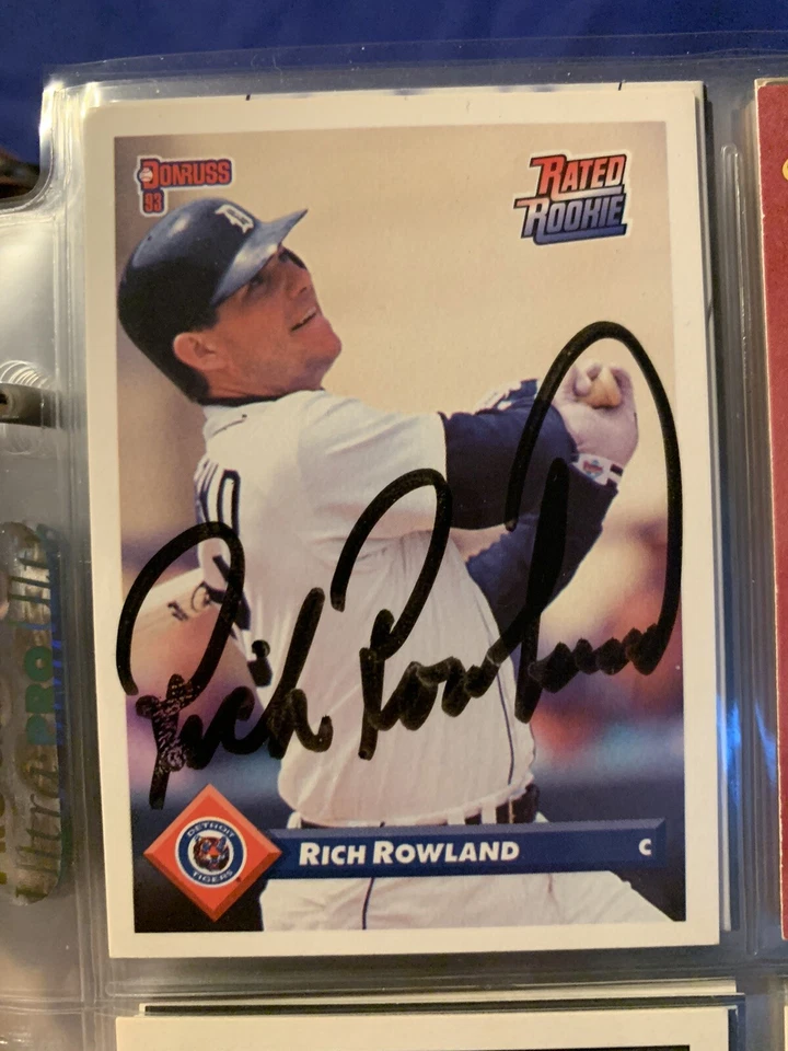3 Rich Rowland baseball cards.  1 card autographed  - Image 1 of 3