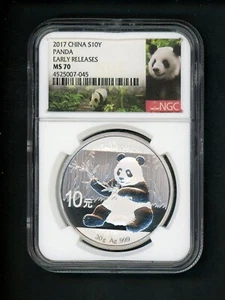 China PRC People's Republic 2017 Silver 10Y Yuan Panda Early Releases NGC MS 70 - Picture 1 of 4