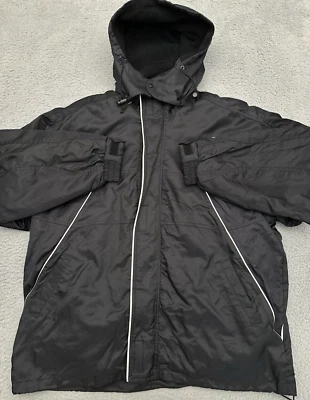 Chaqueta De Colección Pro Player 3 en 1 Para Hombre Grande Negra Cremallera Completa Forro Extraíble Capucha Foto 1 de 4