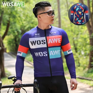 WOSAWE Men Cycling Long Sleeve SummerJersey Breathable Bike Shirt Anti-Slip Hem - Picture 1 of 17