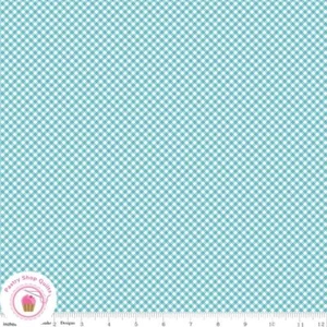 Riley Blake BEE GINGHAMS 12555D Aqua  Check Quilt Fabric LORI HOLT 30's VINTAGE - Picture 1 of 3