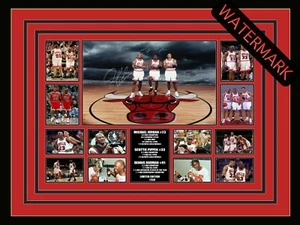 JORDAN RODMAN PIPPEN LIMITED EDITION SIGNED & FRAMED MEMORABILIA - CHICAGO BULLS - Picture 1 of 6
