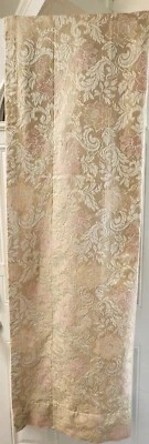 Croscill - One (1) 有光泽金色米色和粉红色花卉内衬垂褶板 85"X42" — 第 1/4 张图片
