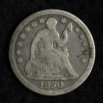 1850 Seated Liberty Silver Half Dime VG E159 ZACB - Image 1 of 2