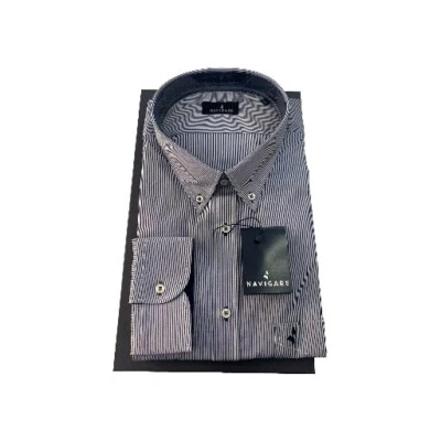 Camicia Uomo Botton-Down Navigare Conformata Millerighe Blu  - Immagine 1 di 4