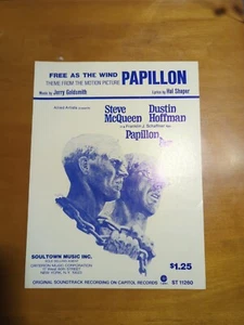 1973 Theme Sheet Music FREE AS THE WIND from PAPILLON starring Steve McQueen... - Picture 1 of 3