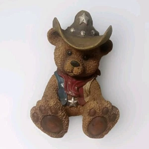 Western Teddy Bear Resin Piggy Bank - Picture 1 of 6