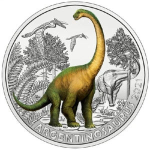 AUSTRIA 3 EURO 2021 "ARGENTINOSAURUS" GLOW IN THE DARK UNC - Bild 1 von 3