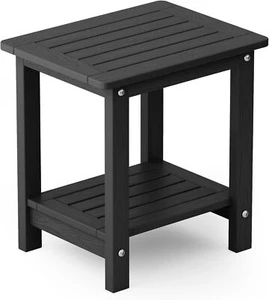 YEFU Small Table Side Tables Outdoor Coffee 16'' double layer(1PC), Black - Picture 1 of 7