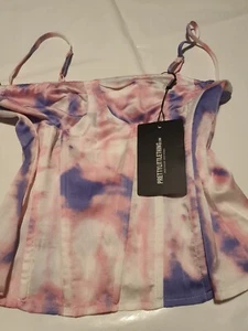 Pretty Little Thing Purple Tie Dye Structured Corset Top Size 10 - Picture 1 of 9