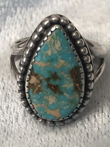 Anello Turchese Naturale Nevada Classico Southwestern Artigianato Artigianato Taglia 4,5 - Foto 1 di 4