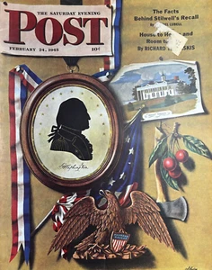 1945 John Atherton Saturday Evening Post Mount Vernon Original Magazine Cover - Foto 1 di 1