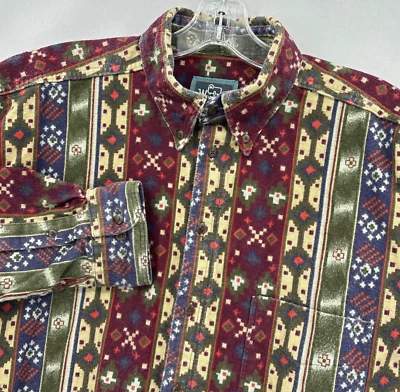 VTG  Woolrich Shirt Men XLT Southwestern Aztec Chamois Flannel XL LONG USA 90s - Image 1 of 4