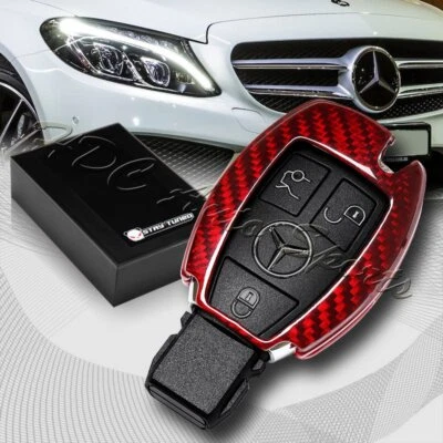 For Mercedes-Benz E320/350/500 AMG Real Red Carbon Fiber Remote Key Shell Cover - Image 1 of 4
