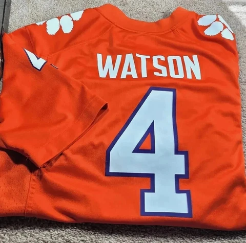 Team NIKE-CLEMSON TIGERS #4 DESHAUN WATSON -Orange Poly, Mens Game Jersey-(M) Cover