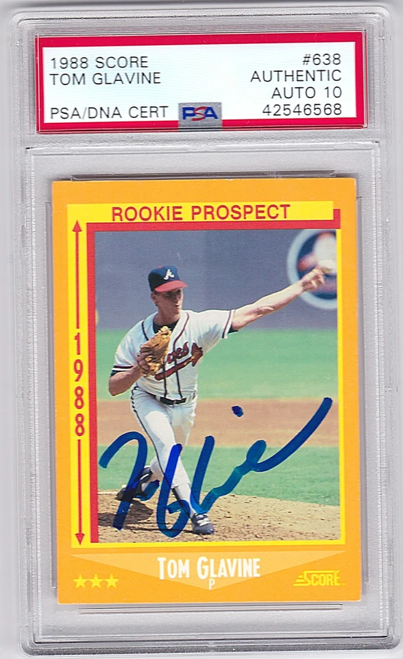 1988 Score Tom Glavine #638, PSA Authenic / Auto 10, PSA / DNA Certified - Image 1 of 1