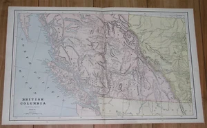 1890 ANTIQUE MAP OF BRITISH COLUMBIA VANCOUVER ISLAND ROCKIES ALBERTA CALGARY - Picture 1 of 14