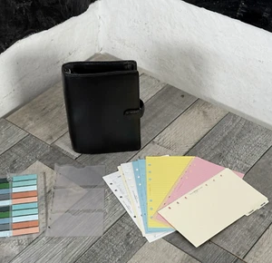 Filofax Finsbury Pelle Personale Vintage Nero Organizzatore Inserti Accessori - Foto 1 di 24