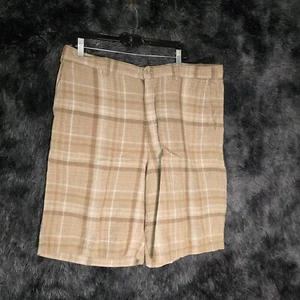 Tommy Bahama Shorts Mens 38 Brown khaki Plaid Linen Cotton Relax Casual Summer - Picture 1 of 12