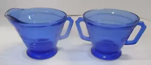 Hazel Atlas MODERNTONE COBALT BLUE *CREAMER & SUGAR* - Picture 1 of 5