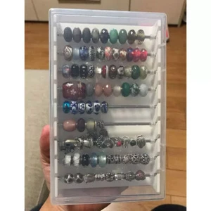 Acrylic Charms Box Beads Display Storage Container Bracelet Necklace Tray w/ Lid - Picture 1 of 15