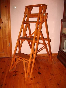 4-stufige handgefertigte Leiter Bibliotheksleiter Büchertreppe im HATHERLEY-Stil - Bild 1 von 4