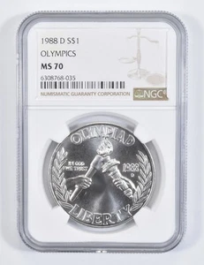 MS70 1988-D Olympic Commemorative Silver Dollar NGC *3355 - Picture 1 of 5