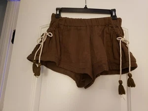 free people Shorts small Petite Damen braun Boho Quaste Fransen - Bild 1 von 7