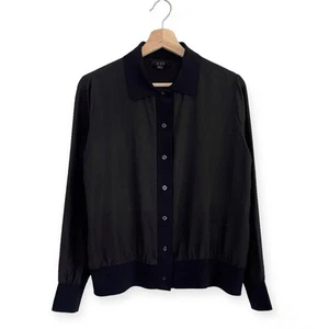 COS Strickbesatz Seide Knopfleiste Langarm Top schwarz 4 XS / Small - Bild 1 von 13