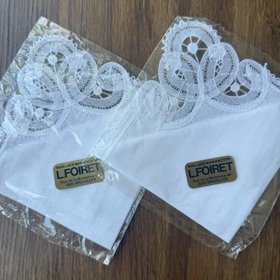 Pañuelo blanco encaje Bruselas vintage pañuelo boda nupcial conjunto especial nuevo Foto 1 de 4