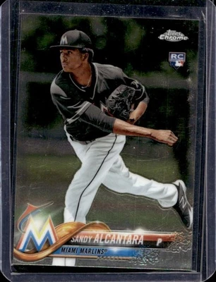 2018 Topps Chrome Sandy Alcantara RC Rookie #128 Marlins - Image 1 of 2