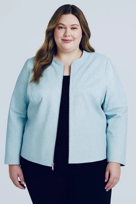 Vintage Leather Jacket Plus Size 3XL Preppy Blue White Quiet Luxury Old Money - Image 1 of 4