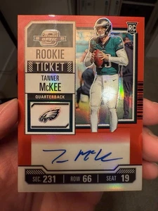2023 Tanner McKee Contenders Optic Red Rookie Auto /175 Eagles QB #136 - Picture 1 of 4
