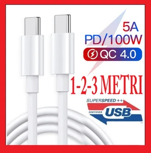 CAVO USB TYPE C PD RICARICA RAPIDA DATI CARICATORE PER IPHONE 15 I16 PAD S24 S25 - Foto 1 di 19