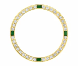 CREATED DIAMOND EMERALD BEZEL FOR 36MM ROLEX PRESIDENT DAYDATE 1803 18239 GOLD - Picture 1 of 2