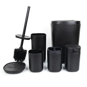 Bathroom Accessories Set of 6 Complete, Toothbrush Holder, Soap Dispenser, Ga... - Picture 1 of 7