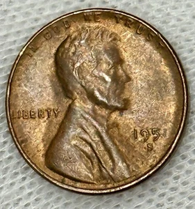 1951 S Mint Mark Circulated Brown Wheat Penny - Picture 1 of 2