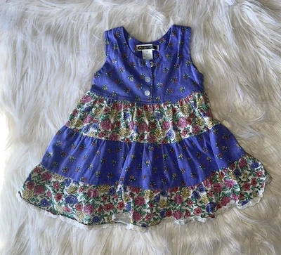 Vestido sin mangas floral púrpura 3T vintage de OshKosh B’Gosh para niñas Foto 1 de 4