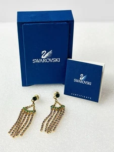 SWAROVSKI Green and Purple Crystal Dangle Chandelier Earrings - Picture 1 of 5