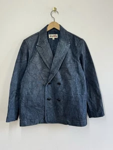 Stüssy Workgear Double Breasted Canvas Blazer Jacket Blue Size S - Picture 1 of 6