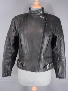 CHAQUETA MOTERA SPORTEX A5 DE CUERO NEGRA VINTAGE AÑOS 90 EXCELENTE ESTADO TALLA 12 - Imagen 1 de 1