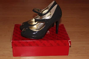 GUESS 'GWMIKKI' Patent Leather Mary Jane Pumps Shoes Sz 7.5M NIB Dark Grey Color - Picture 1 of 5