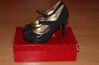 GUESS 'GWMIKKI' Patent Leather Mary Jane Pumps Shoes Sz 7.5M NIB Dark Grey Color - Image 1 of 4