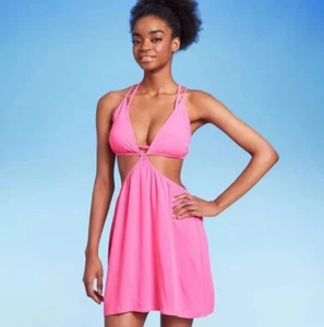 Wild Fable Women's S Small Swimsuit Cover Up Pink Cut Out Mini Dress New - Picture 1 of 2