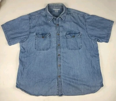 Camisa de hombre Faded Glory manga corta botón delantero talla 2XL azul denim vintage Foto 1 de 4