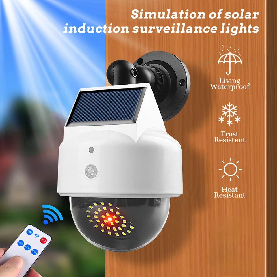 Solar Dummy Fake Dome Security Camera with LEDs Flashing Light CCTV Surveillance - Image 1 of 4